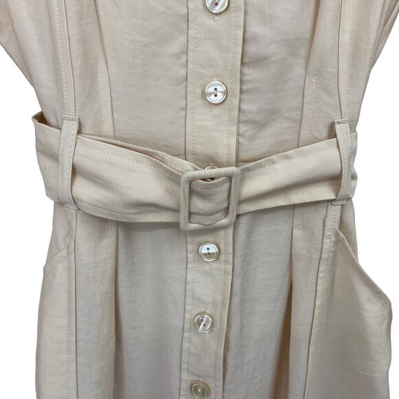 Zara Blogger Fave Jumpsuit Belted Button Front Long Sleeve Utility Cream NEW S - Picture 6 of 13